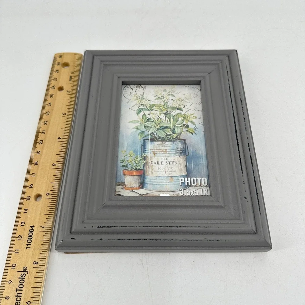 Distressed Gray Wood Picture Frame for 3.5x5 Photo Tabletop Wall Mount Decor